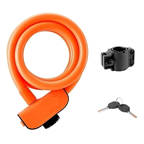 Bike Lock : CAEEKER Bicycle Lock Bike Portable Anti-theft Ring Lock MTB Road Cycling Cable Lock Motorcycle Vehicle Bicycle Accessories (Color : RKS515-OR)