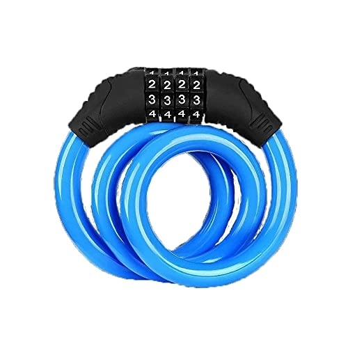 Bike Lock : CAEEKER Combination Number Code Bike Bicycle Cycle Lock 12mm X 650mm Steel Cable Chain Anti-theft Mountain Bike Lock Bicycle Accessories (Color : Blue)