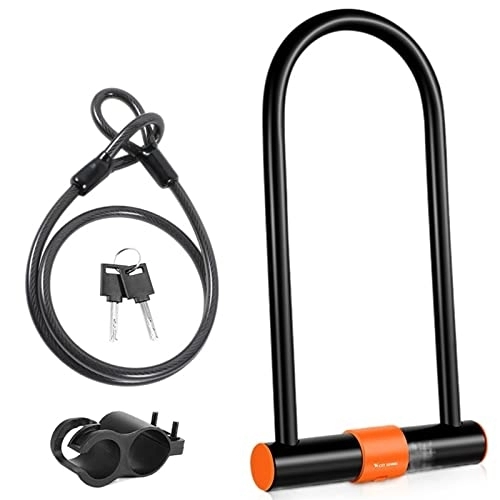 Bike Lock : Carbon Steel Bike Lock Anti-Theft Secure MTB Road Bicycle Cable U Lock Motorcycle Scooter Cycling Accessories (Color : 073 U Lock)