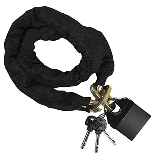 Bike Lock : Chain Lock - 118cm Heavy Duty Security Chain with Padlock (7.5x6x2cm) and Nylon Cover for Bicycle, Motorcycle, Bike, Machinery, Gates and Shed