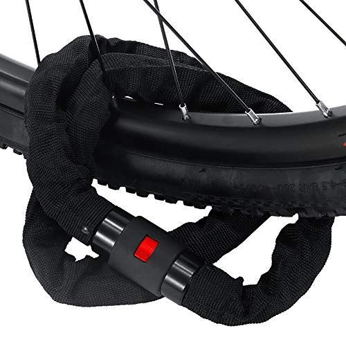 Bike Lock : Chain Lock Accessories Cycling Universal with Cover Protective Mountain Bike Metal Security Anti Theft Keys Long Motorcycle (Color : Black 0.9m)