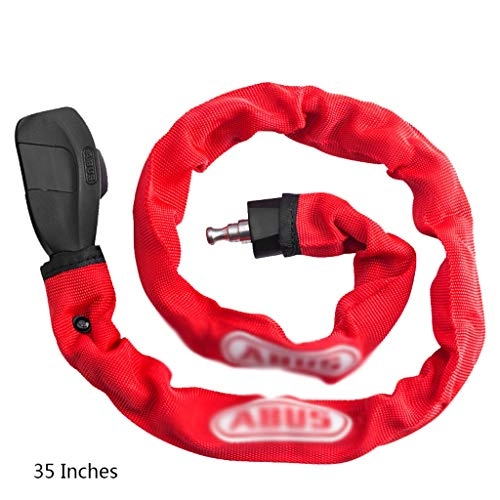 Bike Lock : Chain Lock Anti-theft Lock Security Metal Anti-theft Reinforcement Black Red Long 35 Inches (Color : Red, Size : 35 inches)