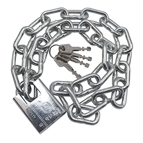 Bike Lock : Chain Locks, Security Bike Chain Lock - 80cm Long Chain & 40mm Pad Lock Kit- Bicycle Lock Made of Specially Hardened Steel for Bike Cycle, Moto, Door, Gate Fence with 4 Keys