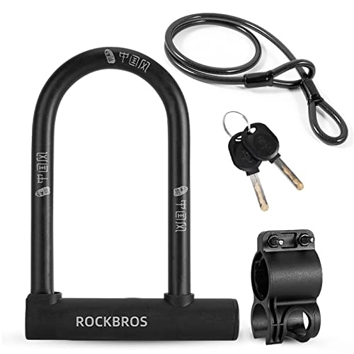 Bike Lock : Chinese Style Bicycle Locks U Shape Electric Scooter Padlock Anti-Theft Bike Lock Cable Set MTB Road Bike Accessories (Color : U-Lock with Cable)
