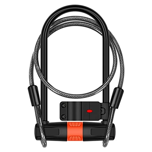 Bike Lock : chora U-shaped Lock Bicycle Lock, Anti-theft Motorcycle U-shaped Lock, With Steel Cable Lock, Double Open Bold Anti-shear Accessories Motorcycle Ebikee ingenious