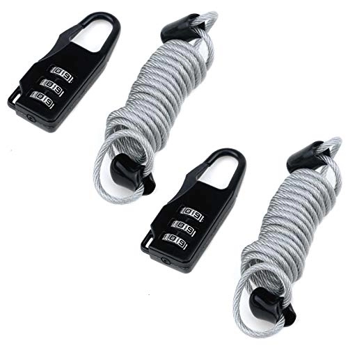 Bike Lock : Coshar Mini Anti-Theft Bike Lock with Security Cable, Resettable 3 Digit Bike Spring Combination Lock for Gym Locker, Helmet, Gate, Fence, Luggage (2 Pack)
