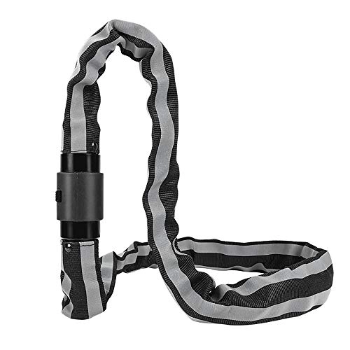Bike Lock : CXYY Bicycle lock 5-digit code anti-theft combination bicycle chain lock, high security and multi-purpose with reflective strips, used in mountain bike road bike stores
