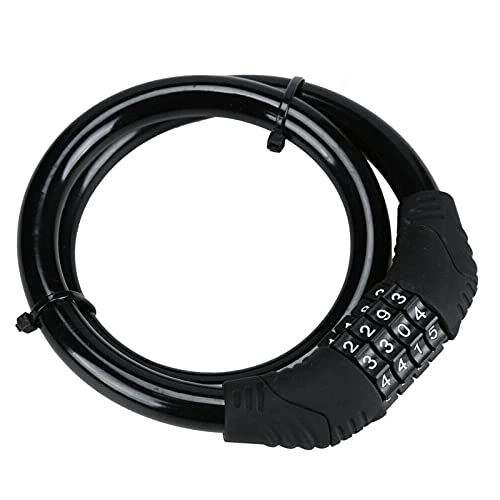 Bike Lock : Cycle Locks For Bicycle Bike Cycle Lock Re Settable 4 Digit Dial Code Combination Security By Steel Cable Chain Bike Lock Cable (Color : Black)