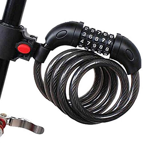 Bike Lock : Cycling Locks Bicycle Lock Cable with Mounting Bracket for Bicycle Outdoors No Key Required for bikes, bicycle, motorbikes, motorcycles (Color : Black, Size : One Size)