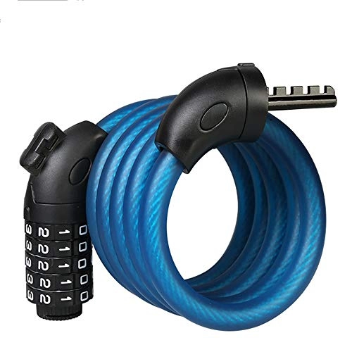 Bike Lock : Cycling Locks Bicycle Lock Chain 5-digit Combination Lock Security and Portable Bicycle Locks for bikes, bicycle, motorbikes, motorcycles (Color : Blue, Size : One Size)