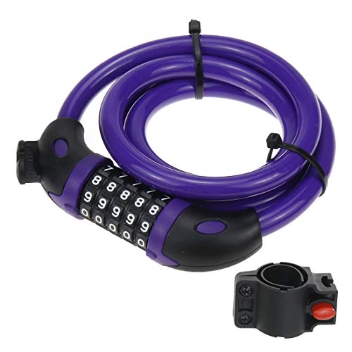 Bike Lock : Dasunny Bike Cable Lock, 4 Ft Bicycle Lock High Security 5 Digit Resettable Combination Coiling Bike Cable Lock for Bicycle Outdoors, 1.2m x 15mm, Purple