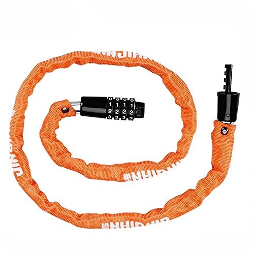 Bike Lock : DFGDFG Bicycle Lock Gold Chain Bicycle Small Chain Lock Four-digit Code Lock Bicycle Accessories (Color : C)