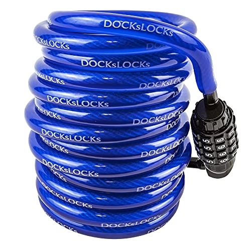 Bike Lock : DocksLocks Anti-Theft Weatherproof Coiled Security Cable with Resettable Combination Lock 10ft