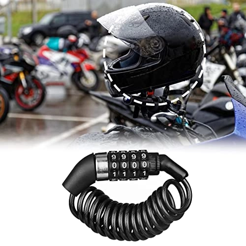 Bike Lock : Durable Motorcycle Helmet Lock Chain, 4 Digit Password Combination Portable Bike Motorcycle Anti-theft Cable Lock, Security Lock Combination Lock