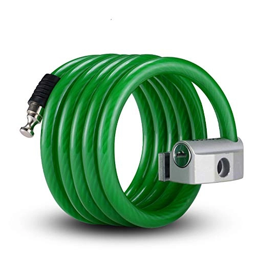 Bike Lock : DYTWXG Bike Lock, Self Coiling Bike Cable Lock 1.8 Meter Long with 2 Keys and Mounting Bracket High Security for Bicycle Outdoor, Bike, Scooter, Grill, Green