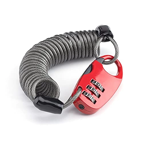 Bike Lock : DYTWXG Mini Bike Lock Moto Cycling Helmet Bicycle Cable Lock Anti-theft Password Motorcycle Lock Bicycle Accessories (Color : Red, Size : 90cm)