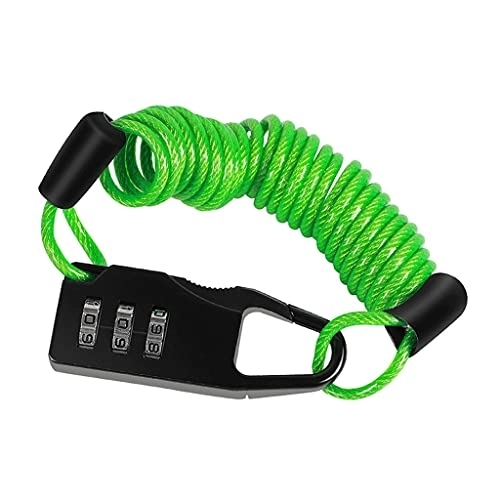 Bike Lock : DYTWXG Portable Helmet Lock 3 Digit Password Mini Anti-theft Bicycle Lock for Motorcycle Bicycle Scooter Cable Lock (Color : Green, Size : 150cm)