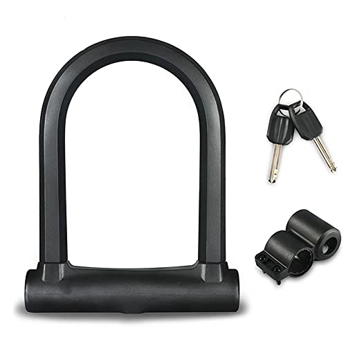 Bike Lock : Electric Bike Lock Security Anti-theft MTB Bicycle Lock With Keys Bicycle Lock Fixing Bracket U-lock 820 (Color : Black, Size : 210x160x32mm)