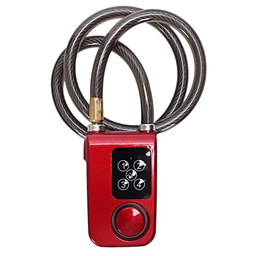 Bike Lock : Electric Digital Bike Alarm Lock With Wire Rope Waterproof Home Anti Theft Lock With Alarm For Door Bicycle (Color : Red)