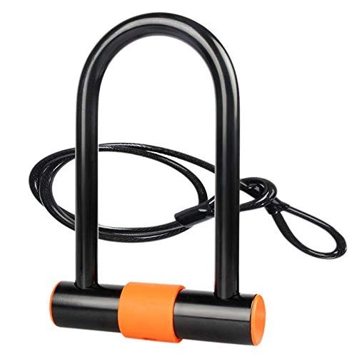 Bike Lock : F adhere Bicycle U Lock, Steel Mountain Bike Bicycle Cable Lock Anti-Theft Safety Heavy Lock Set with Cable