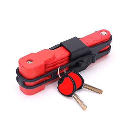 Bike Lock : F adhere Folding Bicycle Lock Steel, Safety Anti-Theft Riding Tool Bicycle Accessories, Red