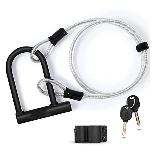 Bike Lock : FANGFANGWAN Bicycle U Lock Safety Motorcycle Scooter Cycling Lock Cable Locks With 2 Keys Bike Accessories