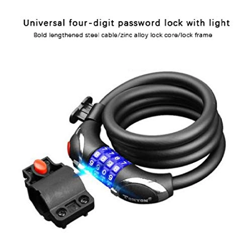 Bike Lock : Fantasysmoke Bike Lock, Cable Combination Bicycle Lock Digit Code, High Security For Cycling Outdoors