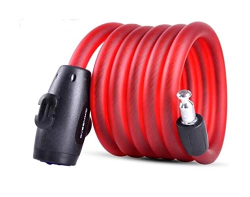 Bike Lock : FDCW Bicycle Lock, Road Mountain Bike Lock, Electric Motorcycle Bicycle Anti-Theft Lock, Steel Wire Cable Lock, 59 / 70 Inches (Color : Red, Size : 70 Inches)