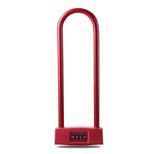 Bike Lock : FHW Bicycle Lock, Anti-Theft Password Lock U-Shaped Lock, Complete Mechanical Structure Lock, Safety And Anti-Theft Function, Surface Environmentally Friendly Pc, 350 * 120 * 30Mm, Red