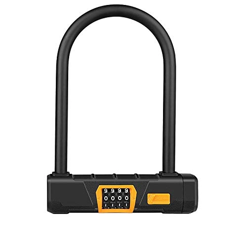 Bike Lock : FHW Bike Lock, Anti-Theft Lock U Type Lock, 4-Digit Code Lock, Zinc Alloy Lock Body, Waterproof And Dustproof, Security And Anti-Theft, Zinc Alloy C Class Anti-Theft, Black, 180 * 250 * 14 Mm, Black