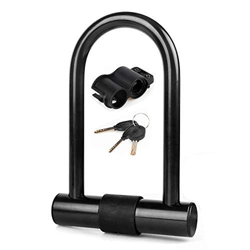 Bike Lock : FHW Bike Lock, Anti-Theft Lock U Type Lock, Pure Copper Lock Cylinder, Comes with Dust Cover, Security And Anti-Theft, ABS Bracket, Copper Key, Good Security, Locking Space 140 * 73Mm, Black