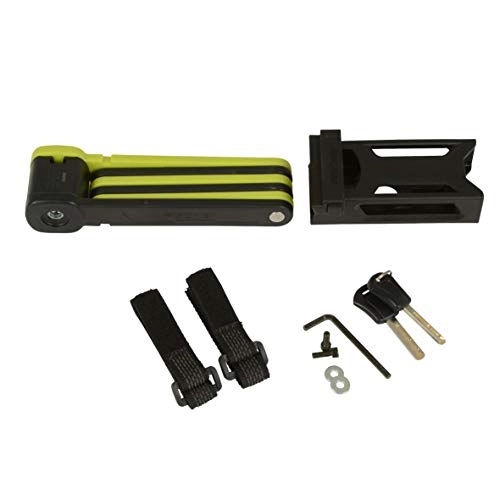 Bike Lock : FISCHER Folding Lock with Bracket and 2 Security Keys, Yellow, 85 cm