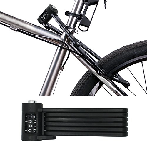 Bike Lock : FLYDEER Universal Folding Bike Lock Portable Chain lock Heavy Duty Steel 6 Joints Bicycle Lock Anti-Theft Bike Password Lock with Storage Mounting