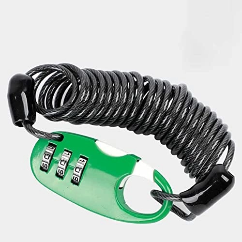 Bike Lock : FMGFGFMG Bike Lock Cable Mini Bike Combination Bike Cable Lock Portable Anti-Theft Resettable 3 Position Small Cable Lock, Retractable Luggage Lock (Color : Green)