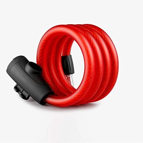 Bike Lock : FMGFGFMG Cable Lock Bicycle Lock Electric Motorcycle Mountain Bike Anti-theft Chain Wire Rope Lock with Key Lock 1.8M (Color : Red)