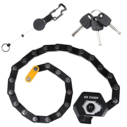 Bike Lock : Folding Bicycle Lock Made of Robust Steel - Bicycle Lock to Protect Against Thieves - Folding Lock with 3 Keys & Screws for Attaching to the Frame - Folding Lock 89 cm Total Length