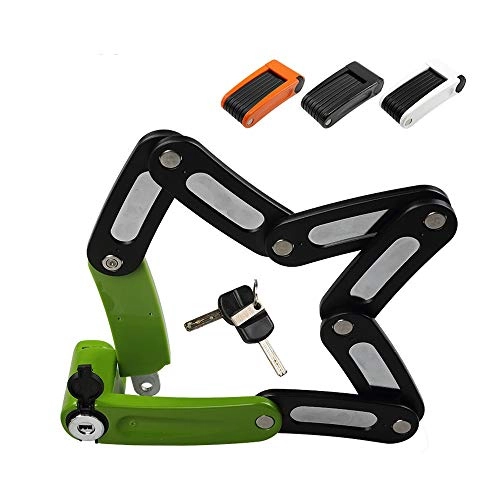 Bike Lock : Folding Bicycle Lock Mini Portable Bicycle Lock Professional Anti-Theft Alloy Rugged Mountain Bike Lock (Color : Green)