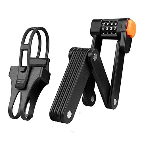 Bike Lock : Folding Bike Lock, Portable 4-Digit Passwords Resettable Bicycle Lock, Heavy Duty Alloy Steel Anti-Theft Bicycle High Security Chain with Mounting Bracket for Electric Motorcycle Bike