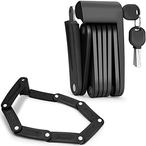 Bike Lock : Folding Bike Lock, Portable Anti-Theft Bicycle Lock for Bicycles and E-Scooter, with 2 Keys and Mounting Bracket
