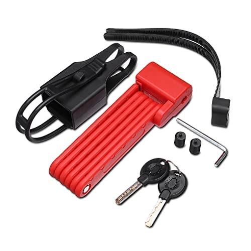 Bike Lock : Folding Universal Bike Lock Combination Wheels Chain Safety Locking Cycling Portable Accessories Locks, Red