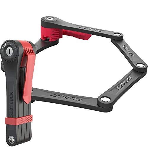 Bike Lock : Foldylock Clipster Folding Bike Lock | Wearable Compact Bicycle Scooter Unbreakable Security Locks | Smart Uncuttable Metal Biking Accessories | Weight 900 gr. - Circumference 85cm (RED)…