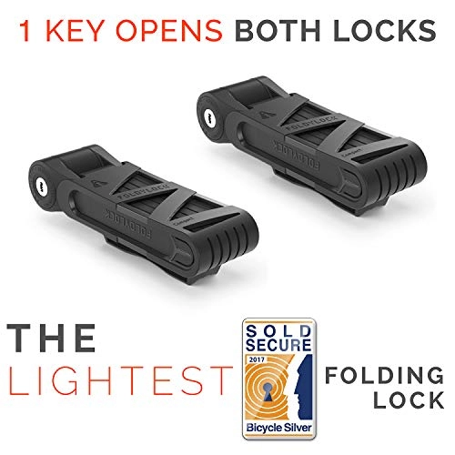 Bike Lock : FOLDYLOCK COMPACT BIKE LOCK | Extreme Bike Lock - Heavy Duty Bicycle Security Chain Lock Steel Bars| Carrying Case Included| Unfolds to 85cm / 33.5" | Weight 2.2lb (Black (2 pack - keyed alike))