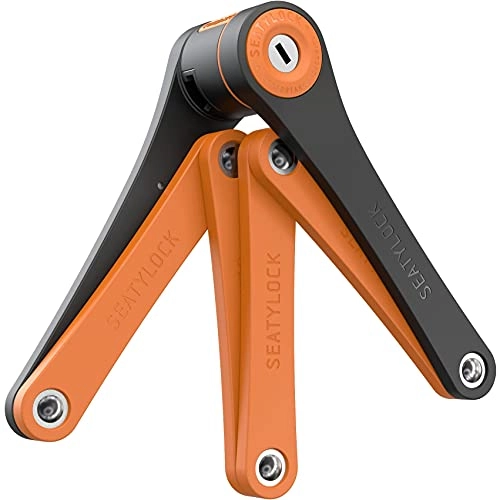 Bike Lock : FOLDYLOCK Compact Bike Lock | Extreme Bike Lock - Heavy Duty Bicycle Security Chain Lock Steel Bars| Carrying Case Included| Unfolds to 85cm / 33.5” | Weight 2.2lb (Orange)