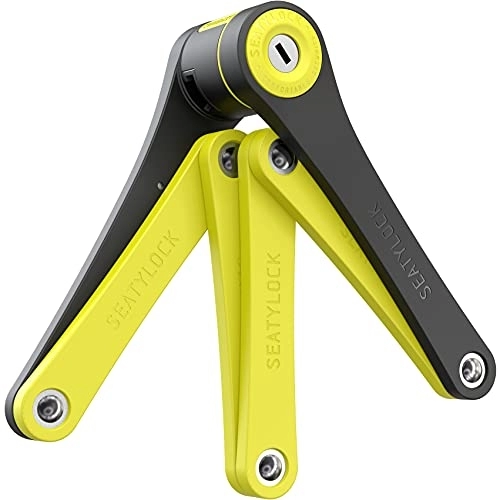 Bike Lock : FOLDYLOCK Compact Bike Lock | Extreme Bike Lock - Heavy Duty Bicycle Security Chain Lock Steel Bars| Carrying Case Included| Unfolds to 85cm / 33.5” | Weight 2.2lb (Yellow)