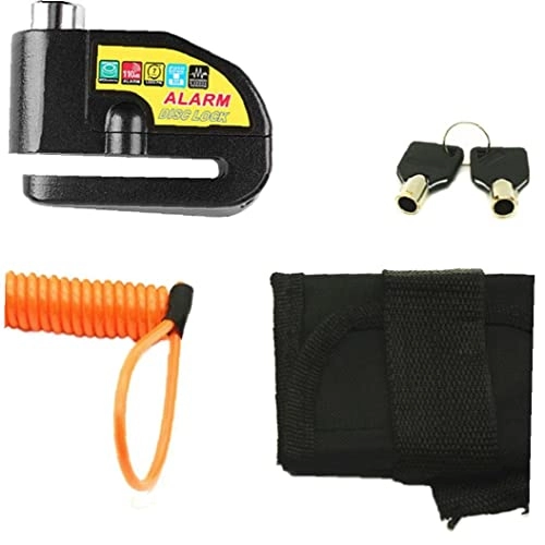 Bike Lock : Froiny Motorcycle Alarm Disc Lock Bicycle Scooter Lock Waterproof Alarm Sound with Reminder Cable Keys and Carry Bag for Motorbike Bike Scooter