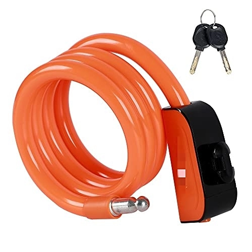 Bike Lock : Gatides Bike Lock Bike Lock Combination PVC material Portable Bicycle Lock Bicycle Equipment Anti-theft Lock Bicycle Chain (Color : Orange)