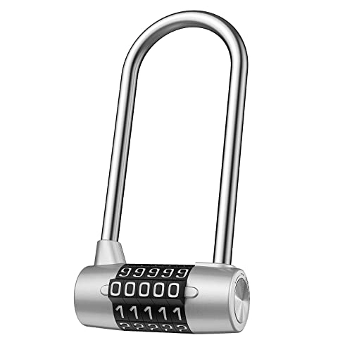 Bike Lock : Gatides Bike Lock U-Shape Anti-Theft Lock Combination Digit Password Lock Outdoor Safety Gym Door Lock Lengthened Shackle Lock Bicycle Chain (Color : Silver)
