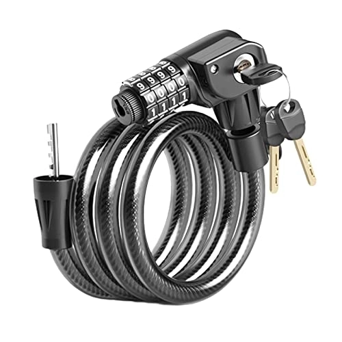 Bike Lock : GFHYBP Bike Lock Cable with Combination and Key, 4-Digit Combination Bicycle Lock with Spare Keys, Coiled Security Resettable Combo Combination Lock, 100cm