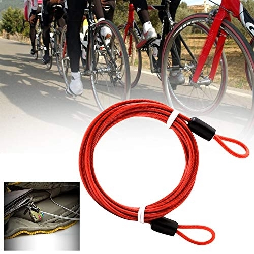 Bike Lock : GHJKBJ Bike Lock, Lock Anti-theft 2 Meters Double Loop Lightweight Motorcycles Car Cover Security Steel Wiring Cycling Strong Braided Bike Chain (Color : Red)