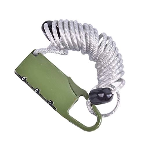 Bike Lock : Glaceon Bike Lock Spring Disc Cable Wire Security Lock Portable Spring Anti-theft Bicycle Code Lock Mini 3 Digits Combination Password (Color : Army Green)